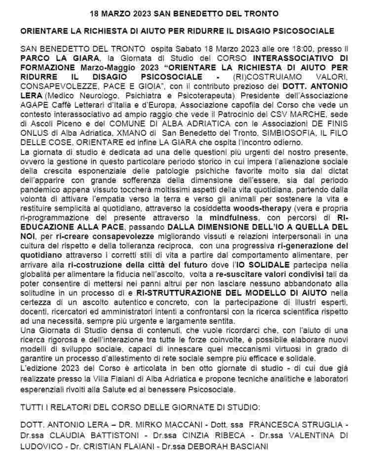 Orientare la richiesta di aiuto per ridurre il Disagio Psico Sociale
