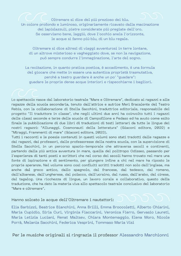 Oltremare: l’equipaggio di Miraggi approda a teatro