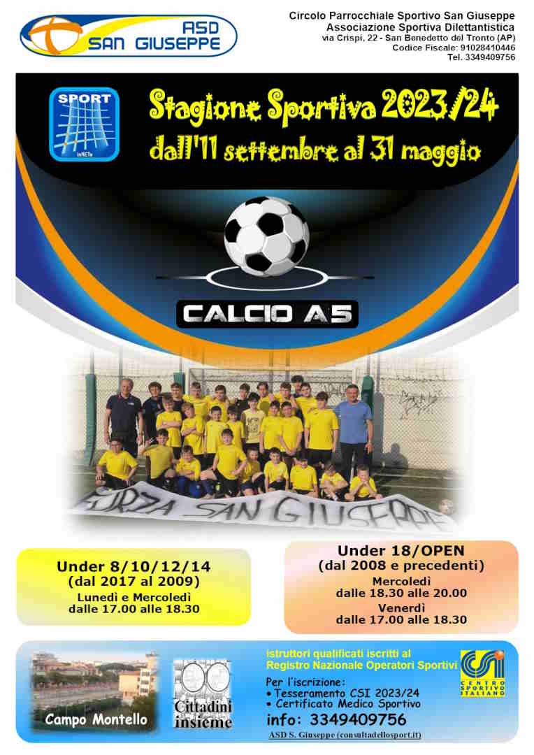 L’Asd San Giuseppe accende i riflettori sulla nuova stagione di Calcio a 5 2023-24