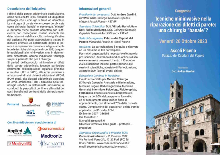 Ast 5, congresso Nazionale ‘Tecniche mininvasive nella riparazione dei difetti di parete’: una chirurgia “banale?”