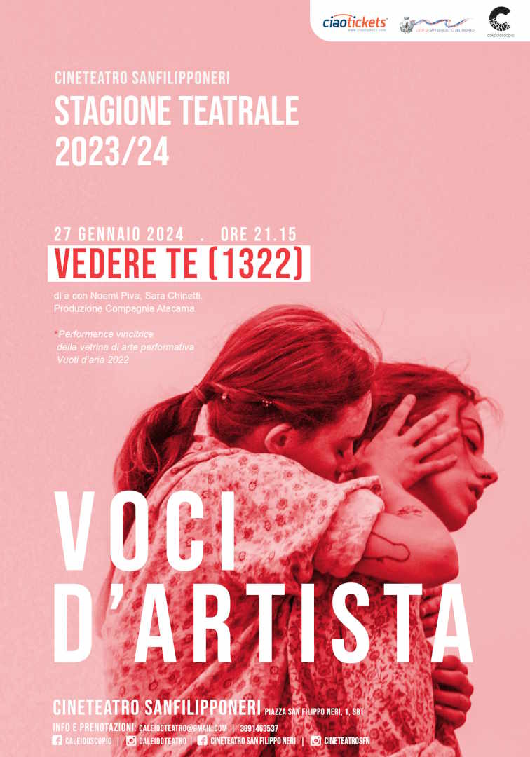 ‘Vedere te’ di e con Noemi Piva e Sara Chinetti per Voci d’artista al Cineteatro San Filippo Neri