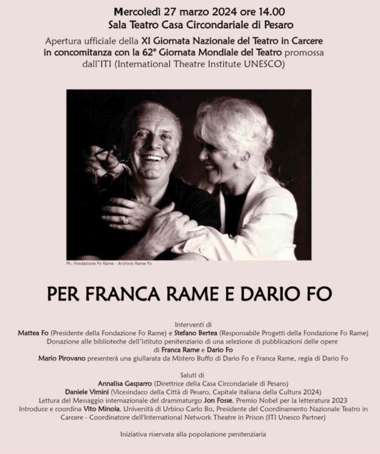 è l’11a Giornata Nazionale del Teatro in Carcere