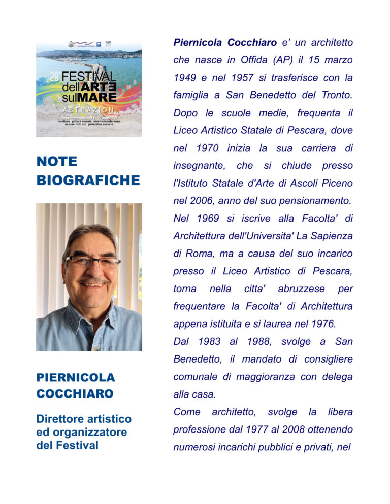 Piernicola Cocchiaro verso il 28° Festival dell’Arte sul Mare