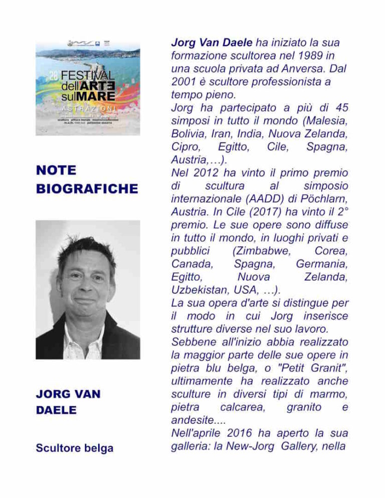 JORG VAN DAELE verso il 28° Festival dell’Arte sul Mare