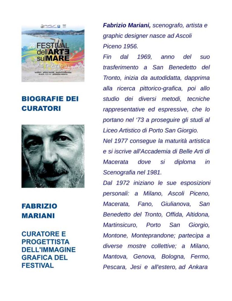Fabrizio Mariani verso il 28° Festival dell’Arte sul Mare