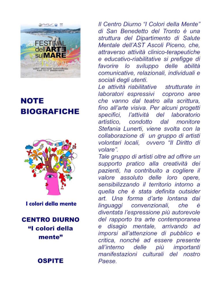 Il Centro Diurno “I colori della Mente” verso il 28° Festival dell’Arte sul Mare