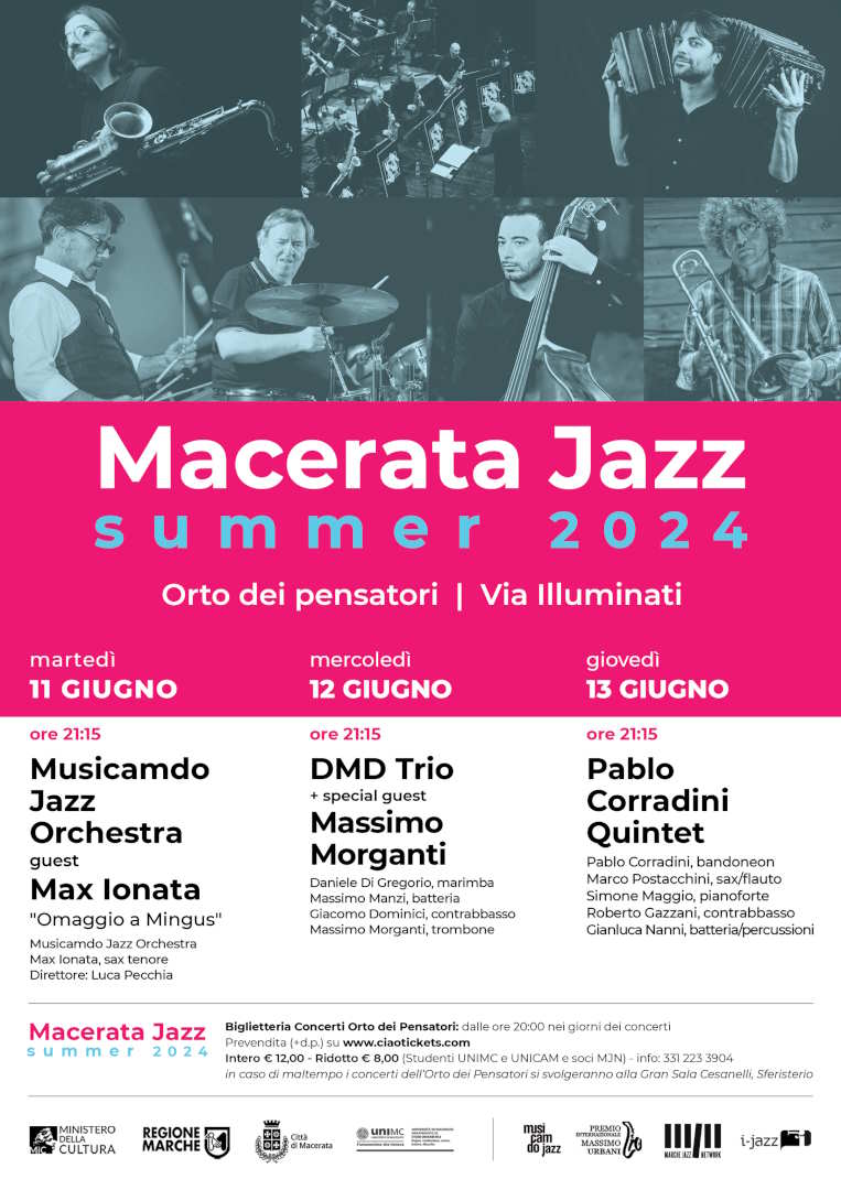 MACERATA JAZZ SUMMER 2024, TORNANO I CONCERTI ALL’ORTO DEI PENSATORI
