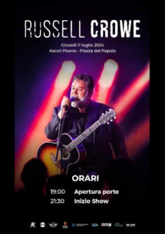 Concerto di Russell Crowe, apertura dei cancelli alle ore 19:00