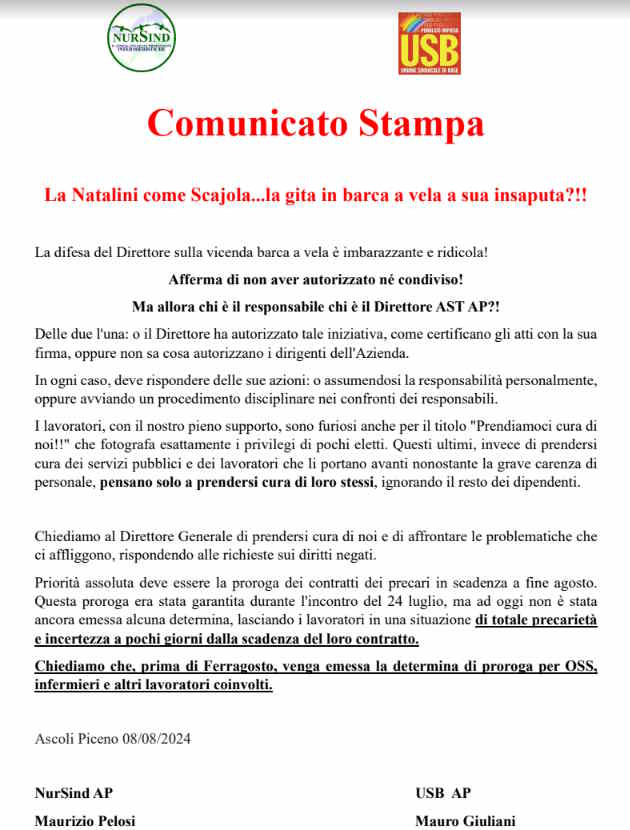 TEAM BUILDING OUT DOOR all’insaputa della Direzione Ast 5? Pelosi e Giuliani: ‘Difesa ridicola’