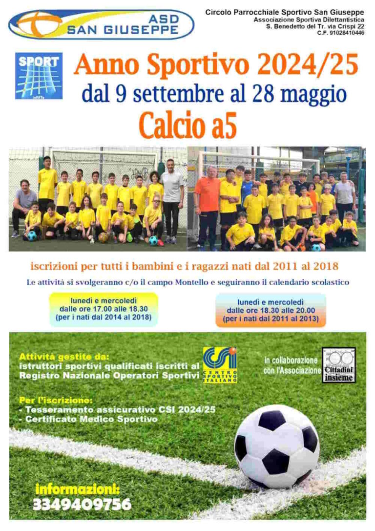 Calcio a 5: nuova stagione al Circolo Parrocchiale San Giuseppe