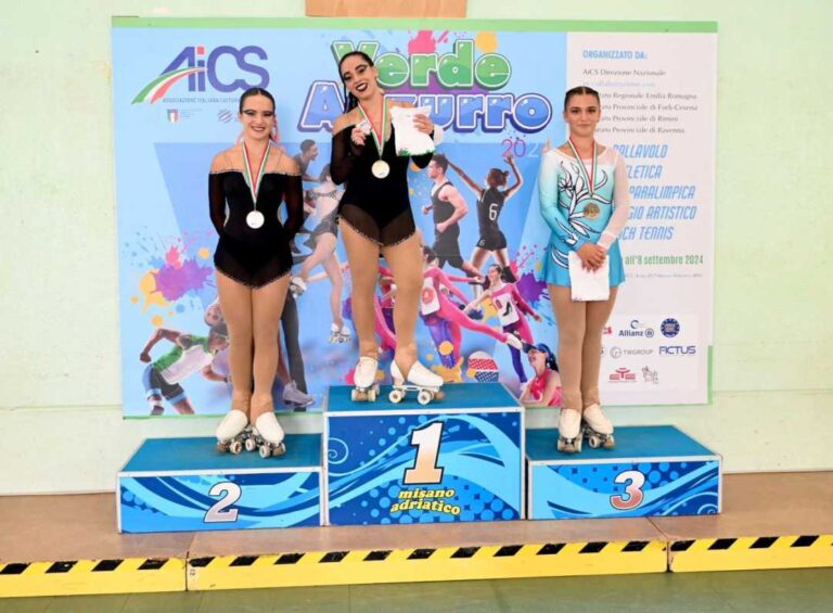 Diverse medaglie per Asd Roller Cento pattinaggio artistico ai campionati Nazionali Aics