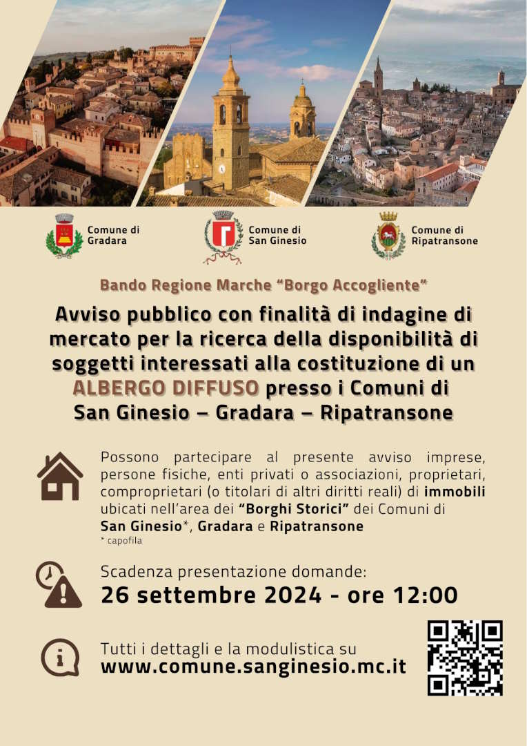 Costituzione di un Albergo Diffuso nei Comuni di San Ginesio, Gradara e Ripatransone