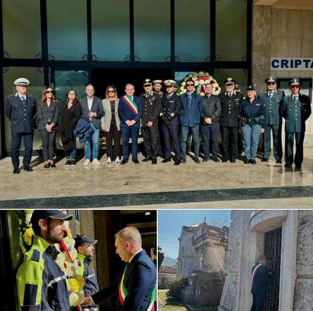 Una corona al cimitero per onorare i defunti