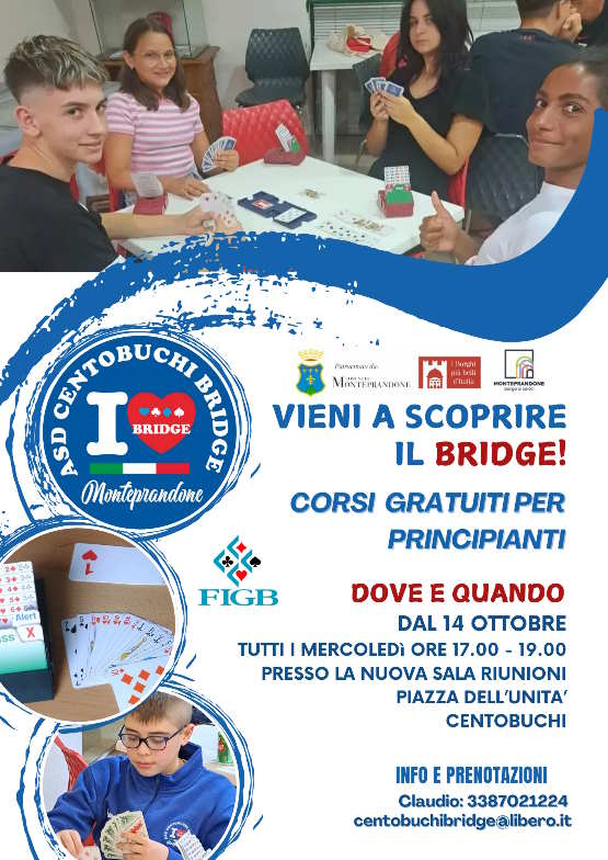 L’Asd Centobuchi Bridge offre un corso di bridge gratuito per principianti