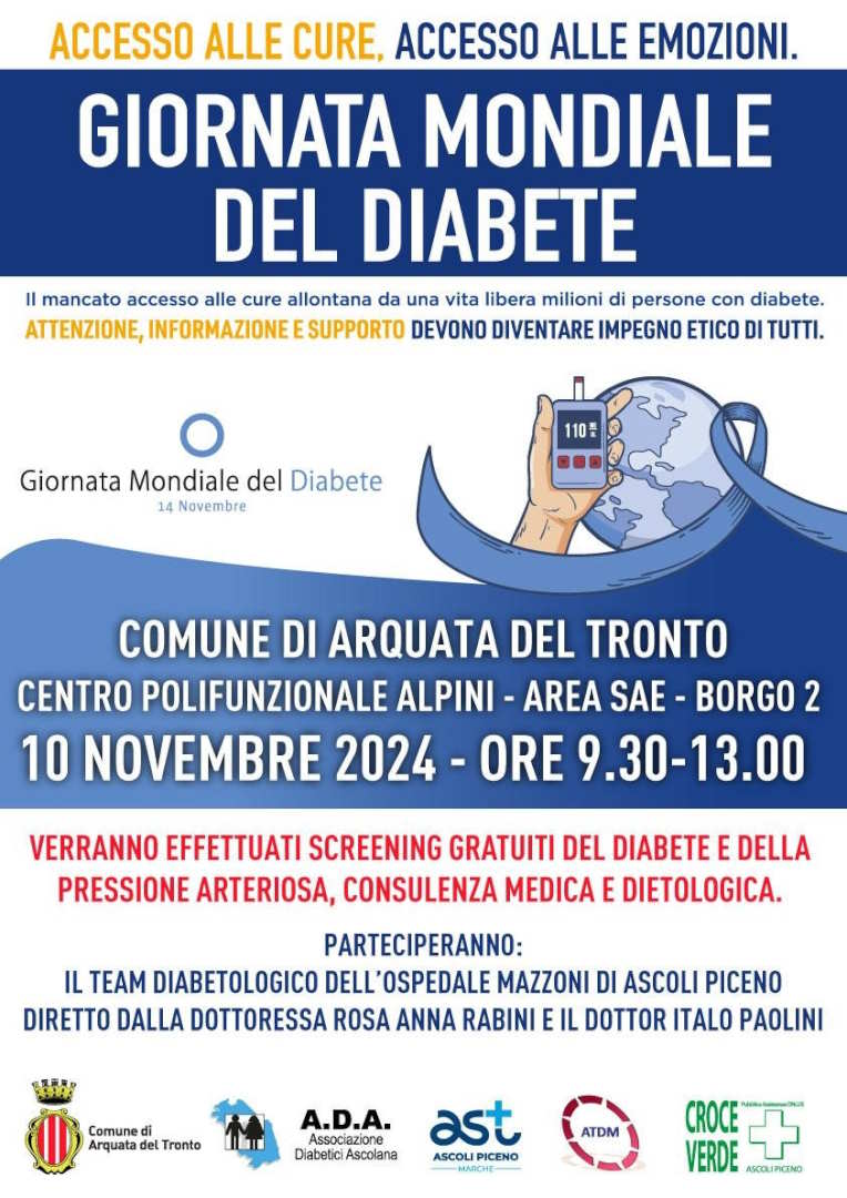 GIORNATA MONDIALE DEL DIABETE: AD ARQUATA SCREENING GRATUITO