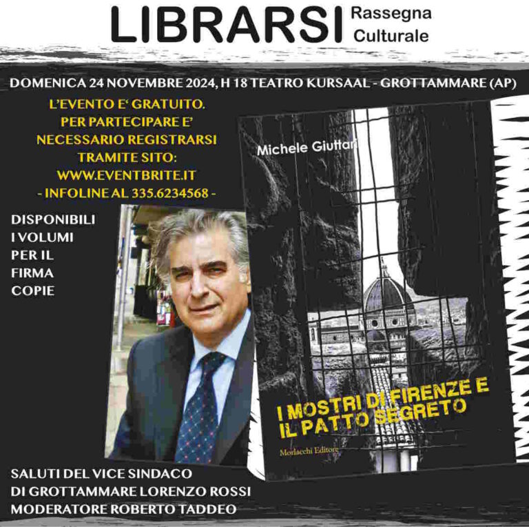 La Lido degli Aranci di Grottammare si prepara per Michele Giuttari e il Mostro di Firenze a “Librarsi”