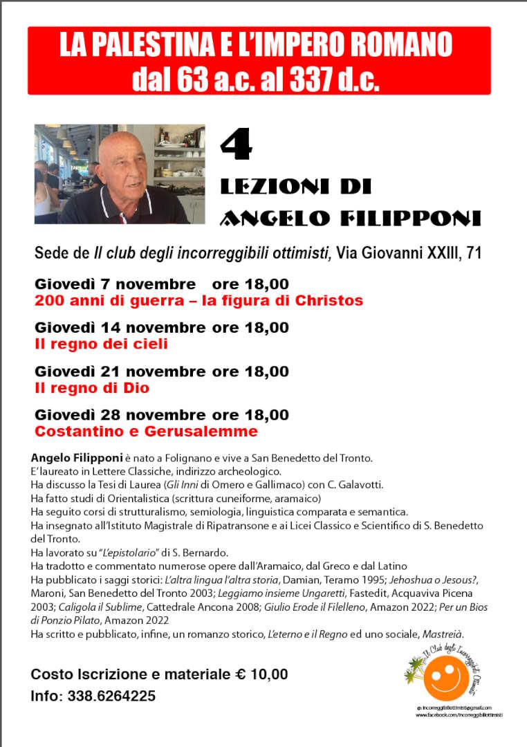 LA PALESTINA E L’IMPERO ROMANO dal 63 a.c. al 337 d.c.