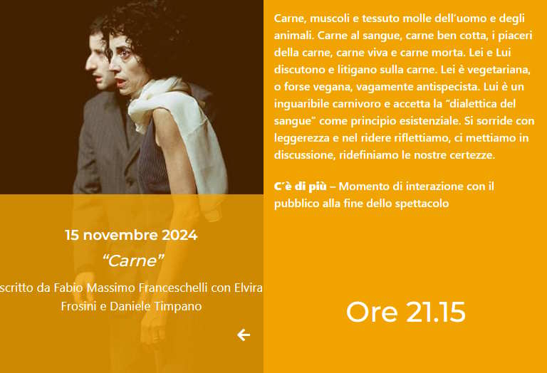 ESSERE UMANI al Cineteatro San Filippo Neri con lo spettacolo “CARNE”