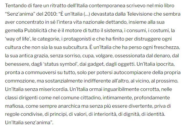 Italia senza anima ( Spunti, appunti e contrappunti del Dr. Nicola Baiocchi)