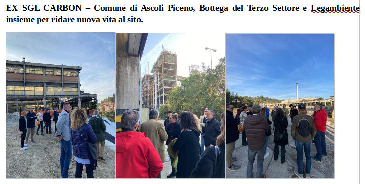 EX SGL CARBON: Comune di Ascoli Piceno, Bottega del Terzo Settore e Legambiente insieme per ridare nuova vita al sito