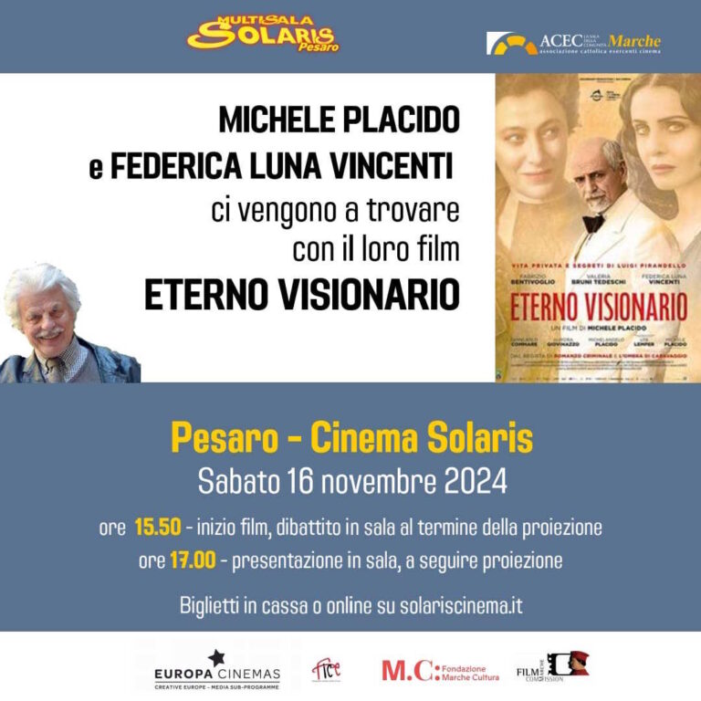 Michele Placido e Federica Luna Vincenti in tour nelle sale cinematografiche della regione Marche il 16 novembre