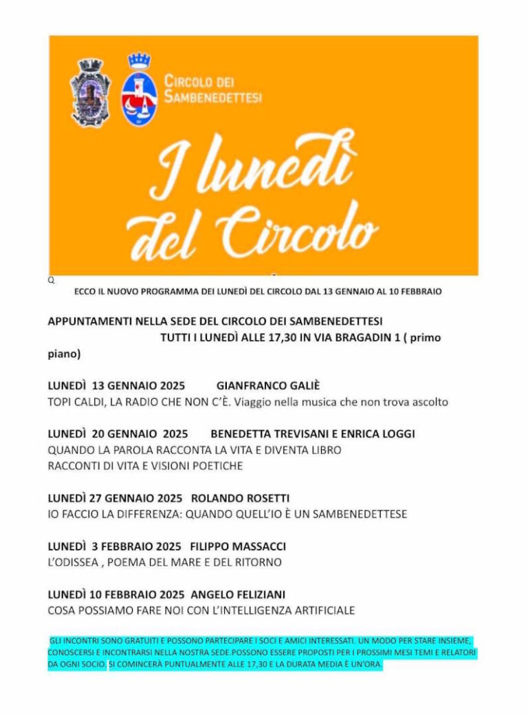 Continuano i Lunedì del Circolo dei Sambenedettesi