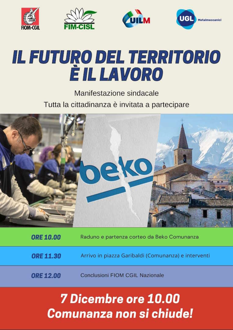 Beko, e dintorni: ‘Il futuro del territorio è il lavoro. Comunanza non si chiude!’