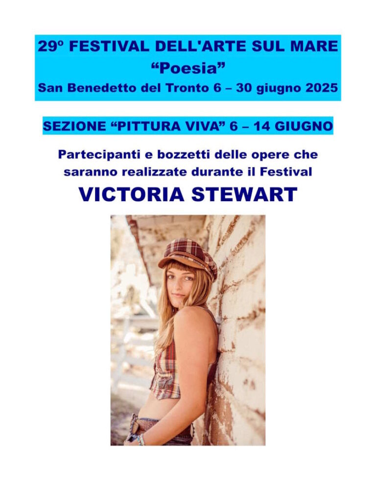 VICTORIA STEWART, ‘Endless Summer’ verso il 29° Festival dell’Arte sul Mare