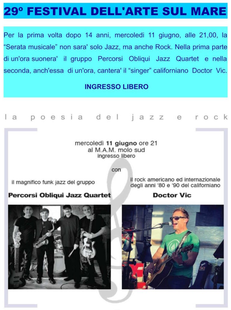 Verso il 29° Festival dell’Arte sul Mare con Jazz e Rock