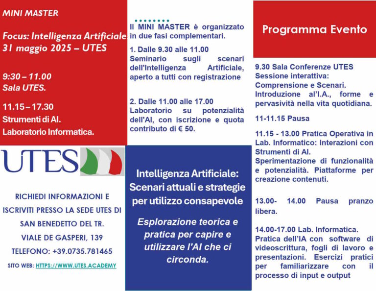 Intelligenza Artificiale? Mini Master all’Utes
