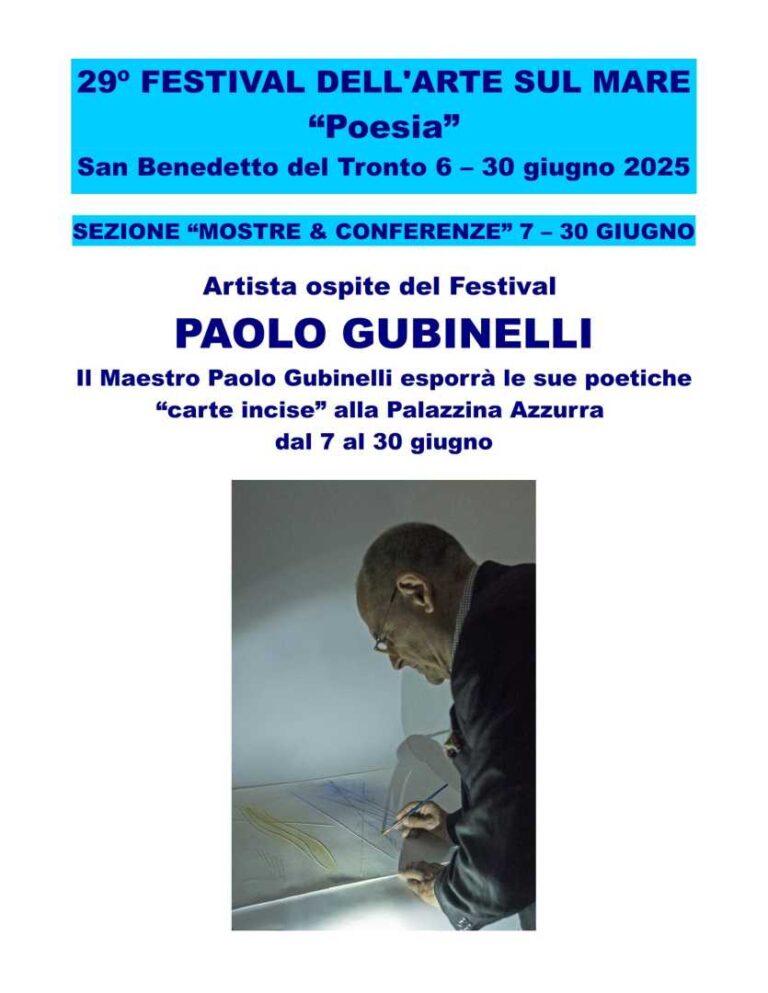 Paolo Gubinelli, ‘Arcano incantato: incontro tra spazio e tempo’ al 29° Festival dell’Arte sul Mare