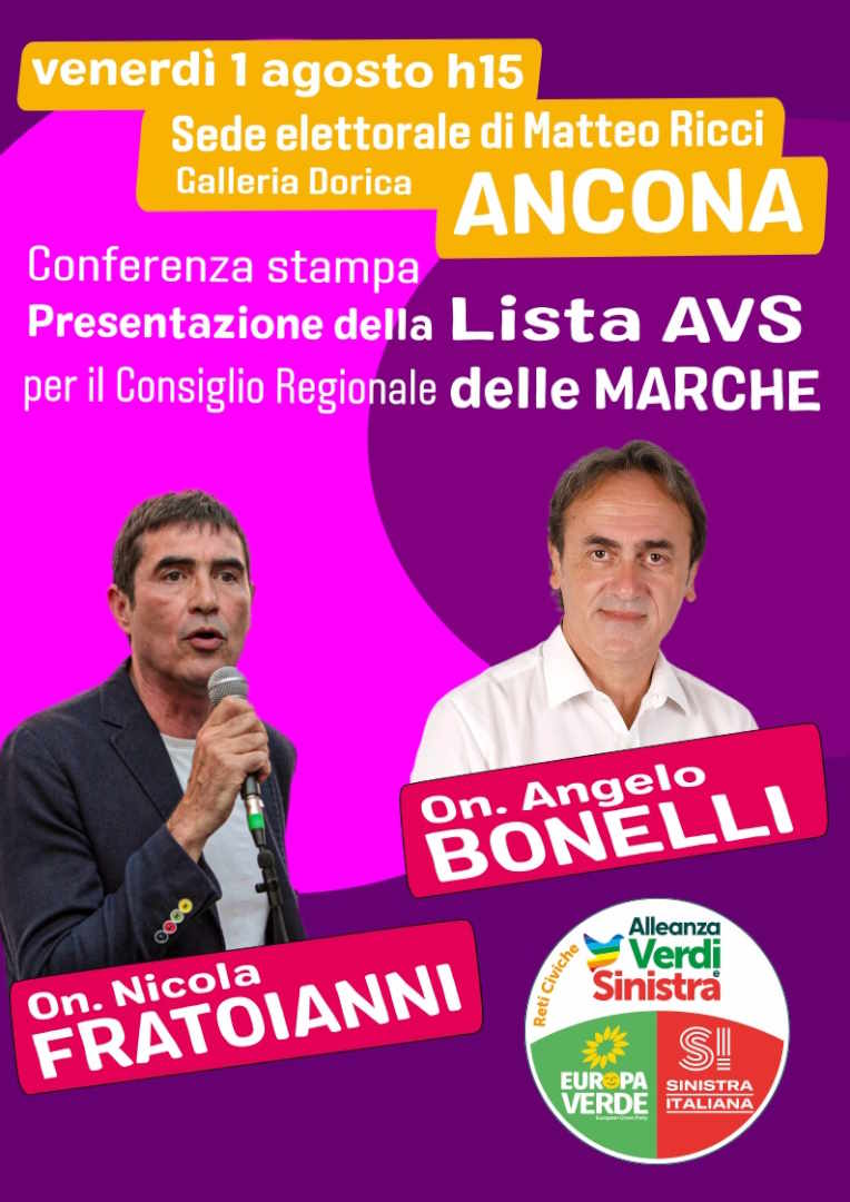 Alleanza Verdi Sinistra ribadisce la sua piena fiducia in Matteo Ricci e lo esorta ad andare avanti nella battaglia per cambiare le Marche