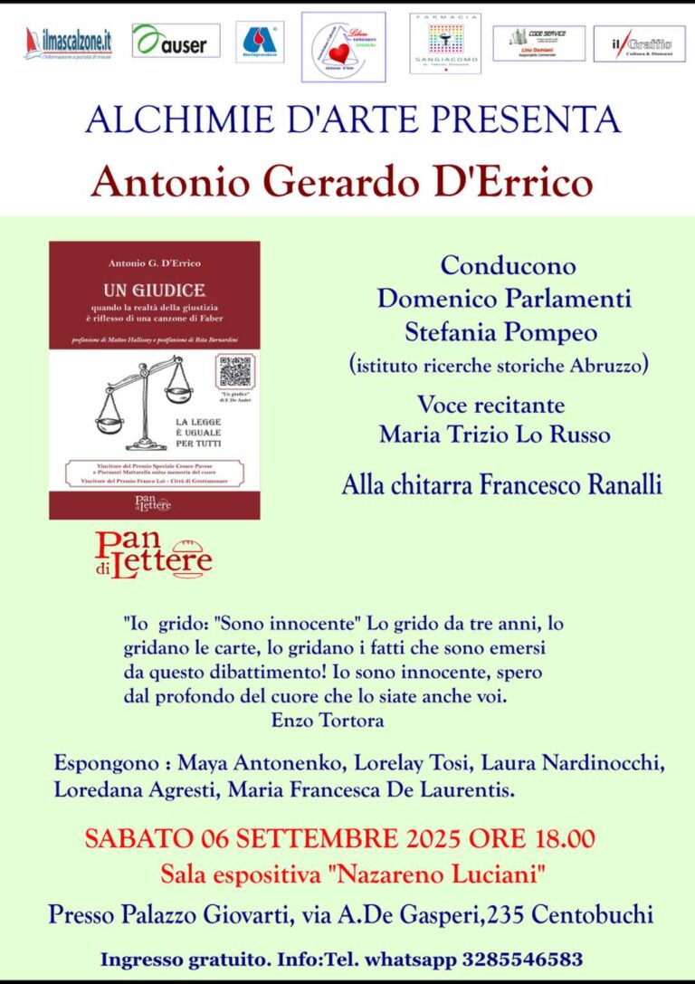 Alchimie d’Arte riparte da Antonio Gerardo D’Errico, ‘Un giudice’