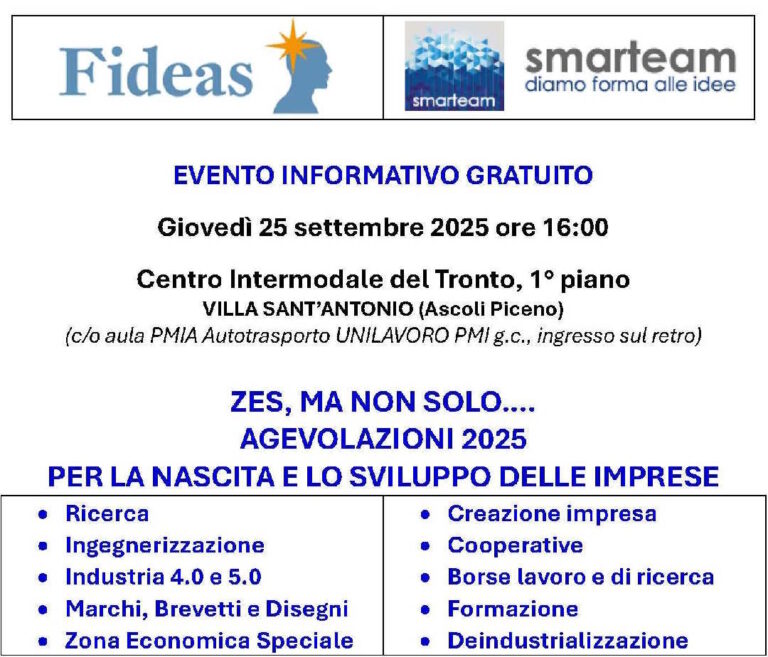 Evento informativo gratuito: agevolazioni 2025 per la nascita e lo sviluppo delle imprese