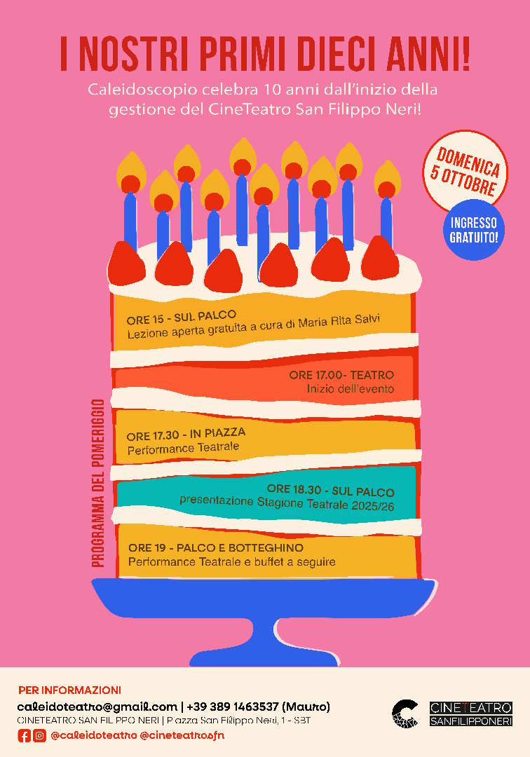 PASSATO PRESENTE TEATRO, è la X Stagione del Cineteatro San Filippo Neri
