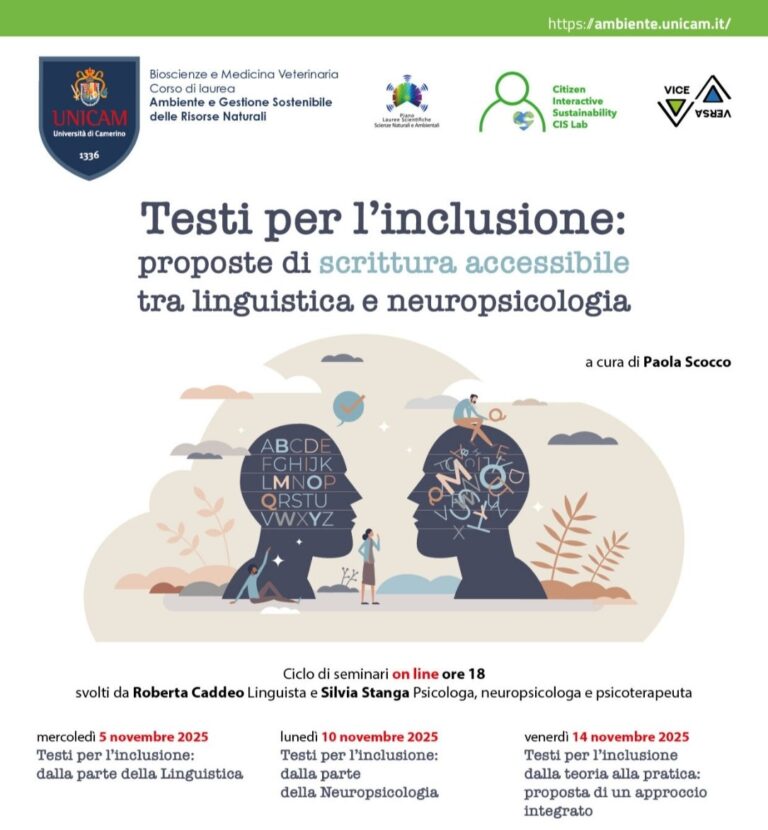IL CIS LAB DI UNICAM PROPONE IL CORSO “TESTI PER L’INCLUSIONE”