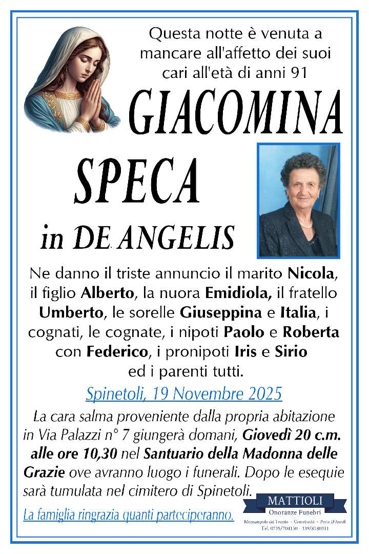 Giacomina Speca in De Angelis