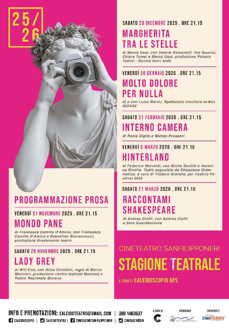 è la X Stagione del Cineteatro San Filippo Neri: ‘Passato Presente Teatro’