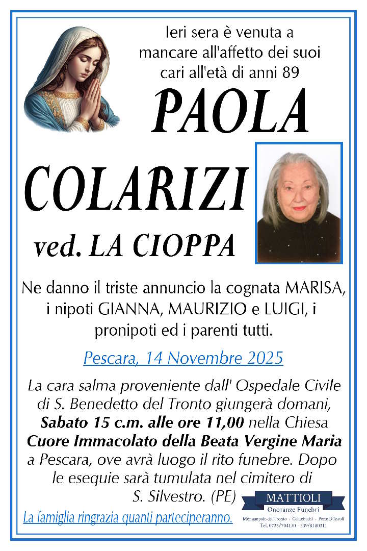 Paola Colarizi Ved. La Cioppa