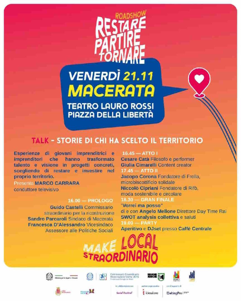 RESTARE, PARTIRE, TORNARE: IL ROADSHOW