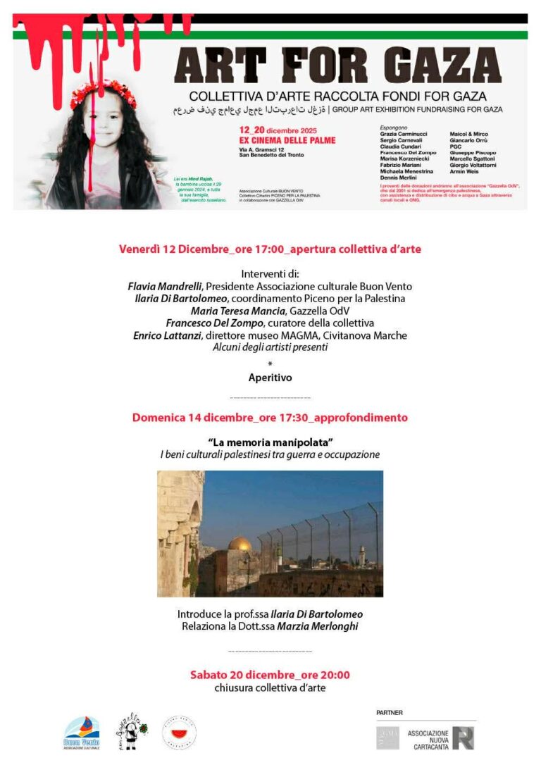 Art for Gaza, collettiva d’arte presso l’ex Cinema delle Palme