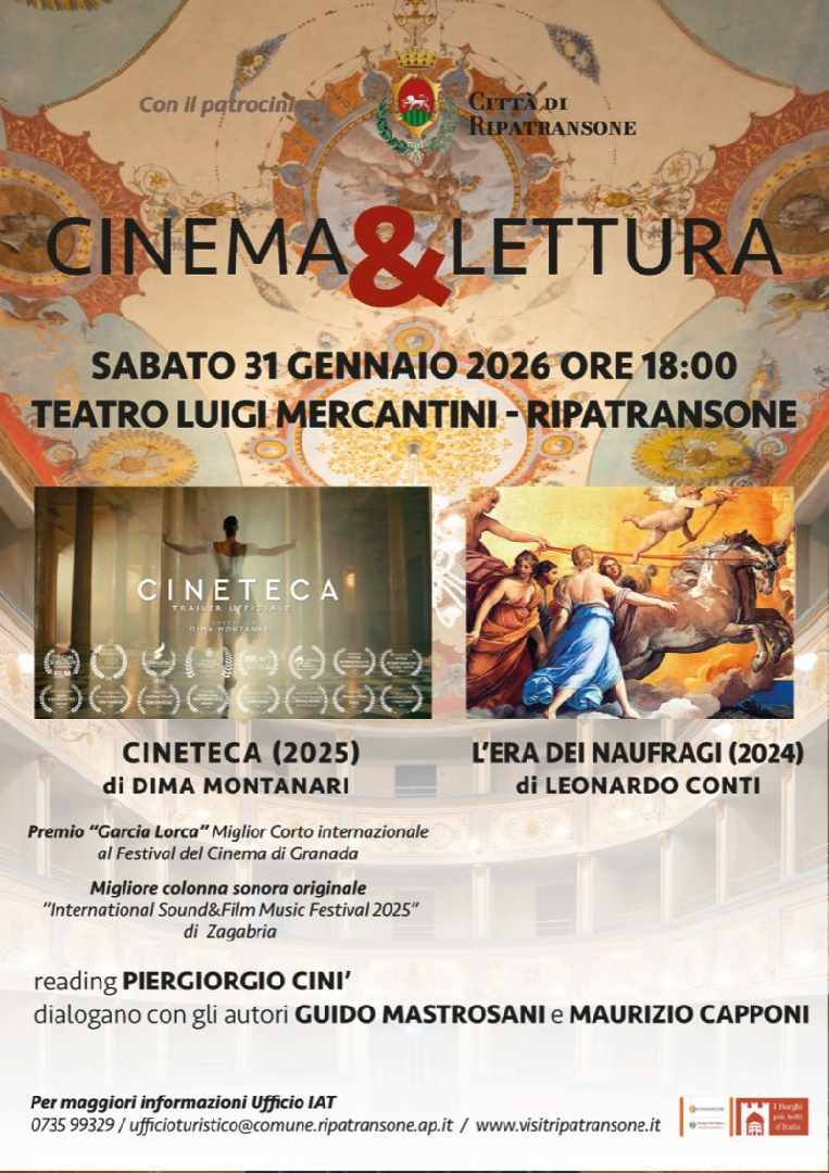 Cinema & Lettura: Il romanzo L’ERA DEI NAUFRAGI  e il film CINETECA @ Teatro Mercantini