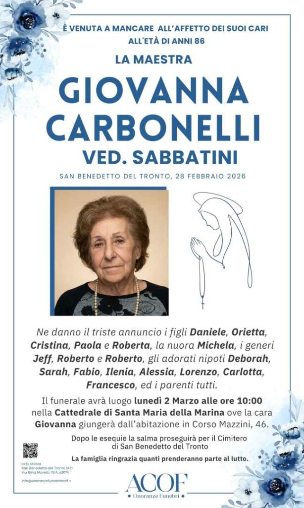 Carbonelli Giovanna ‘La Maestra’ ved. Sabbatini