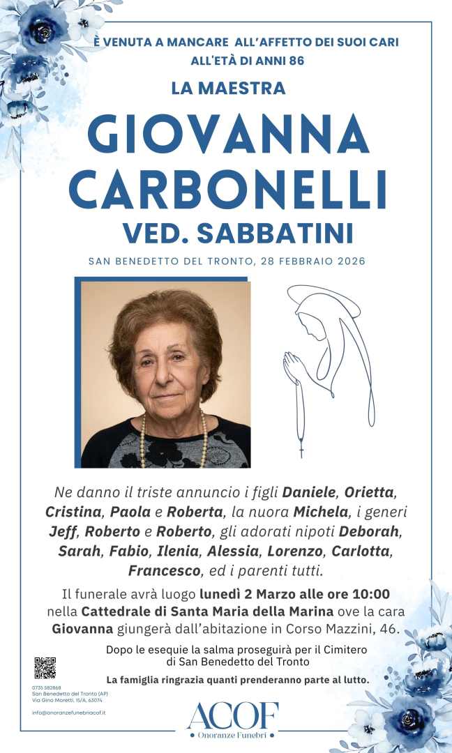 Carbonelli Giovanna ‘La Maestra’ ved. Sabbatini