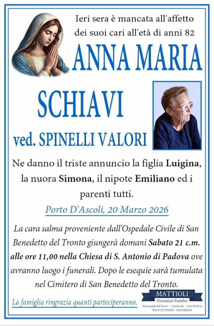 Anna Maria Schiavi ved. Spinelli Valori