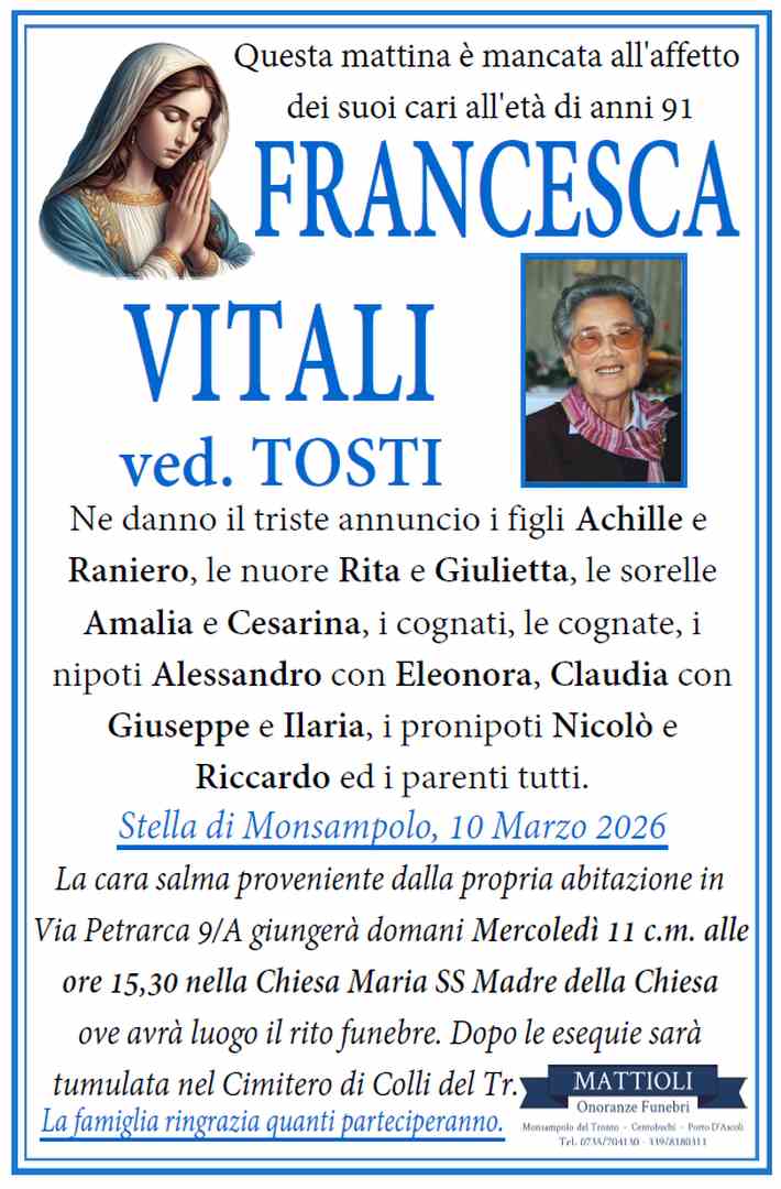 Francesca Vitali ved. Tosti