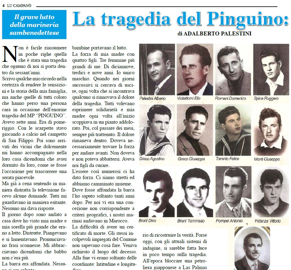 LA TRAGEDIA DEL PINGUINO. UN RICORDO LUNGO SESSANT’ANNI