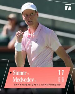 Sinner riparte da Indian Wells